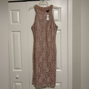 Roz & Ali Blush Lace Dress with Sequins